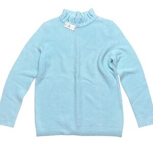 TALBOTS Light Blue Ruffled Neck Women's Sweater Petite Large